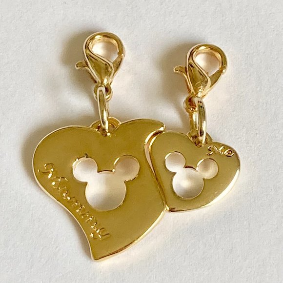 Vintage Mickey Mouse Heart Charm Zipper Pull Purse Clip On Signed Mommy & Me - Picture 4 of 10